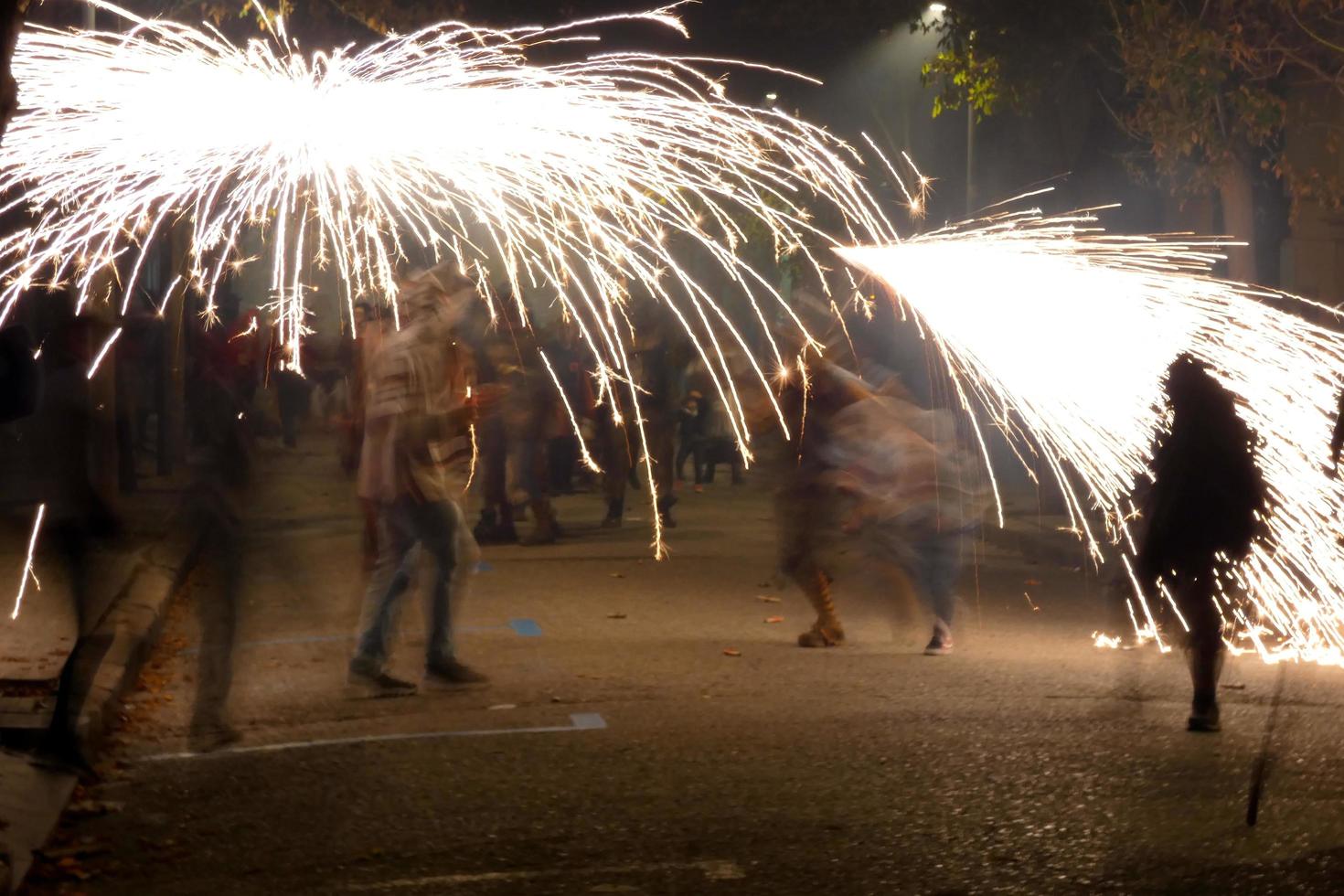 Abstract photo of devils and fireworks parties.