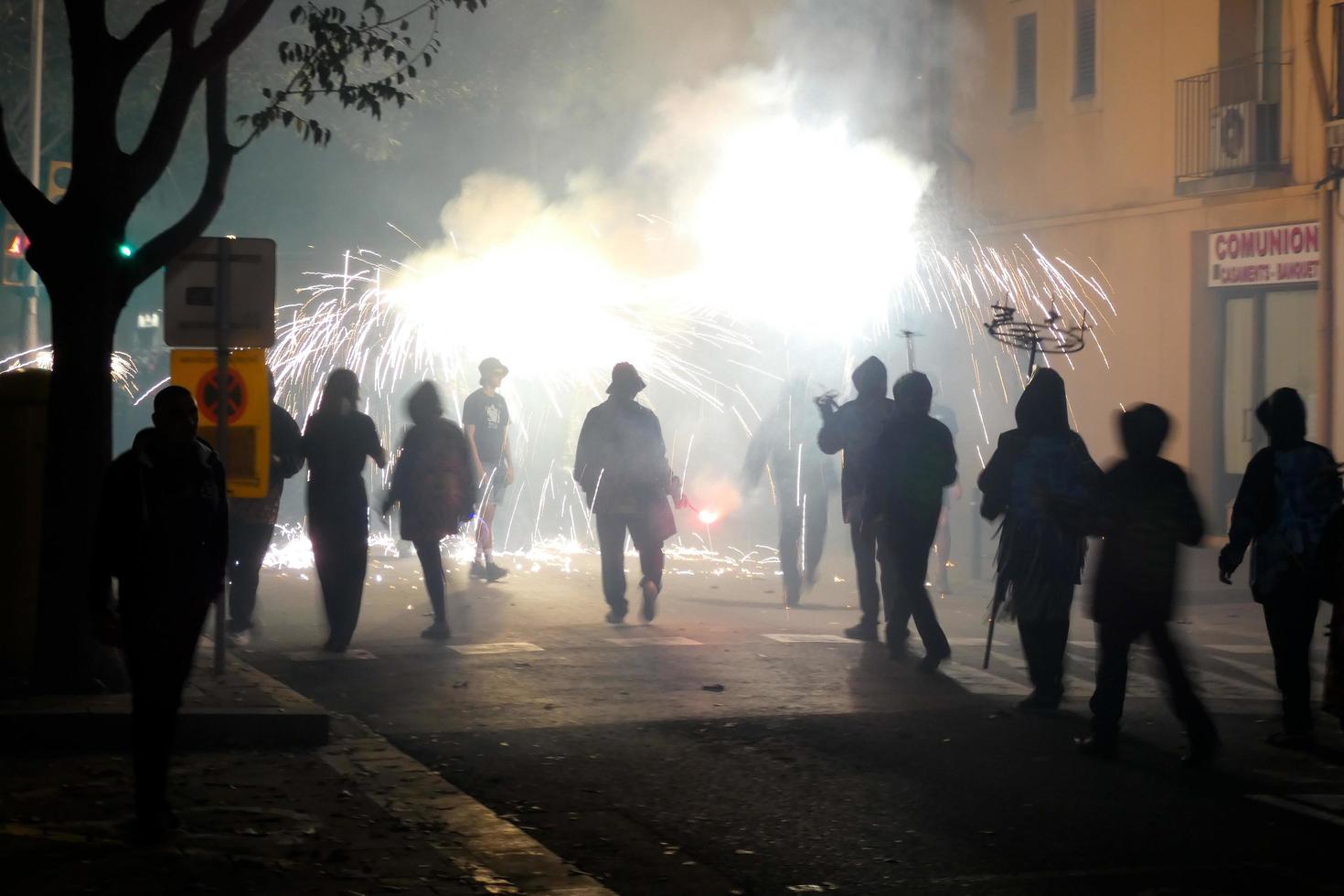 Abstract photo of devils and fireworks parties.