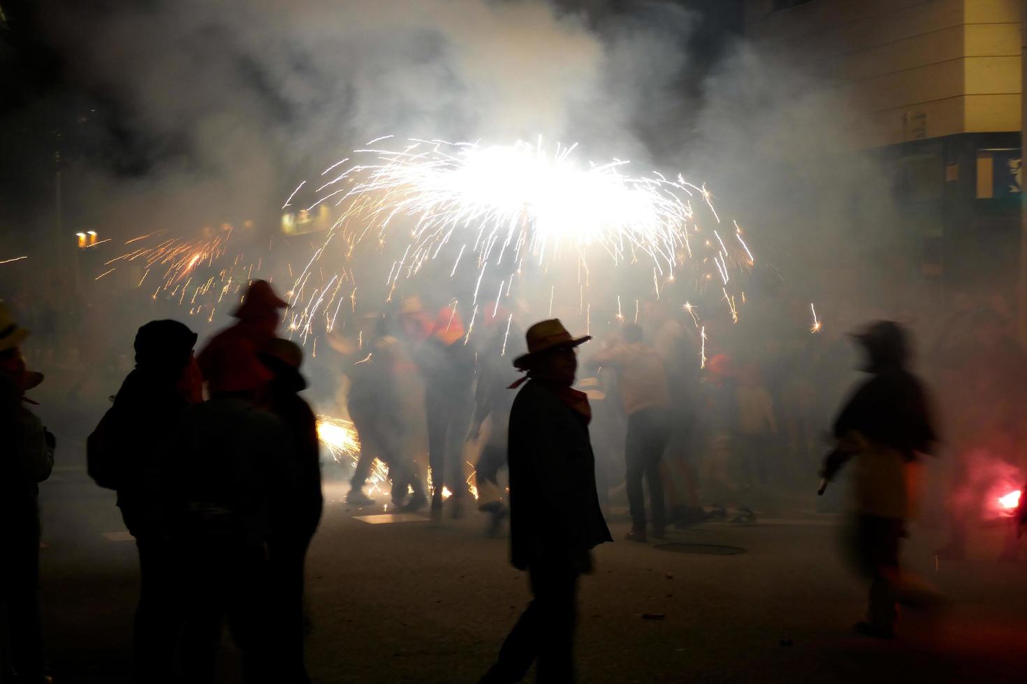 Abstract photo of devils and fireworks parties.