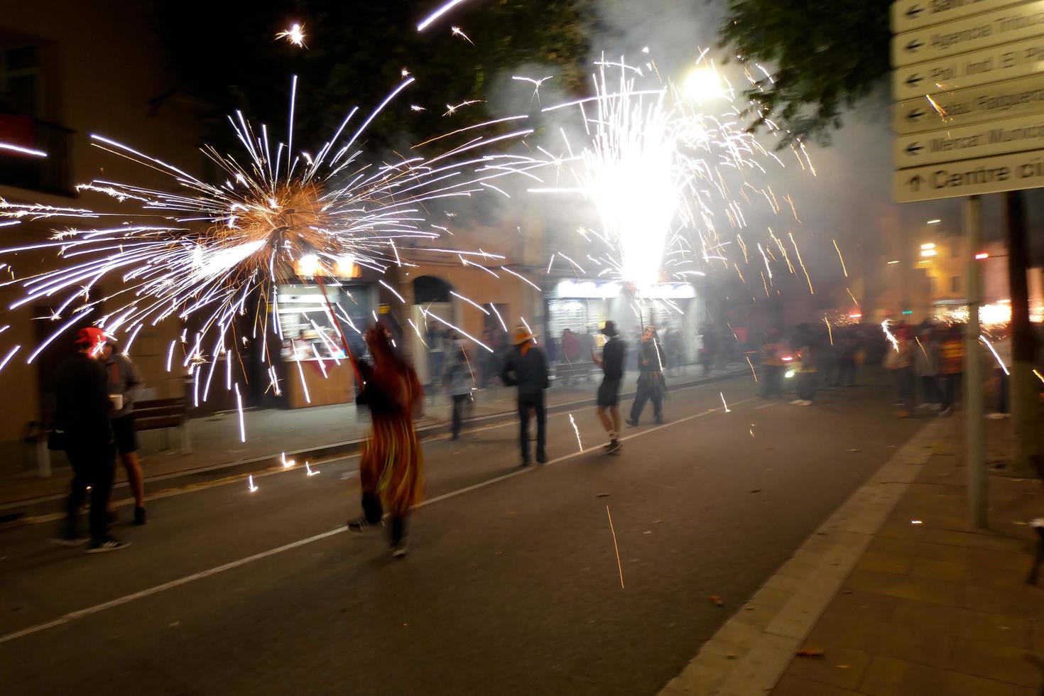 Abstract photo of devils and fireworks parties.