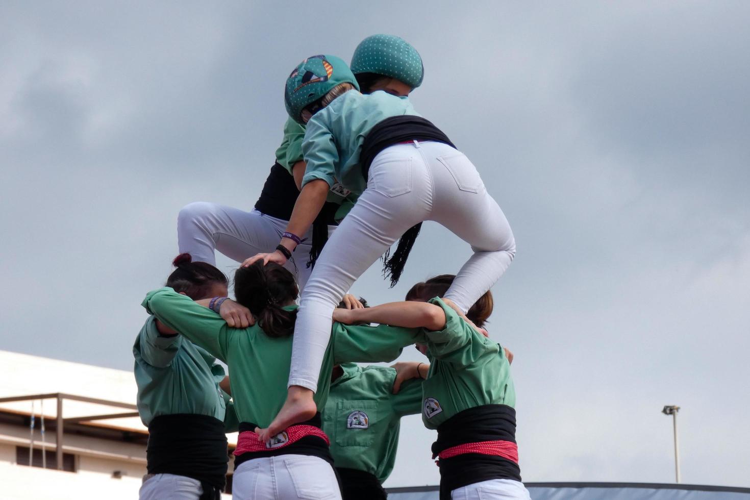 Human castles, typical tradition of some catalan towns, spain photo