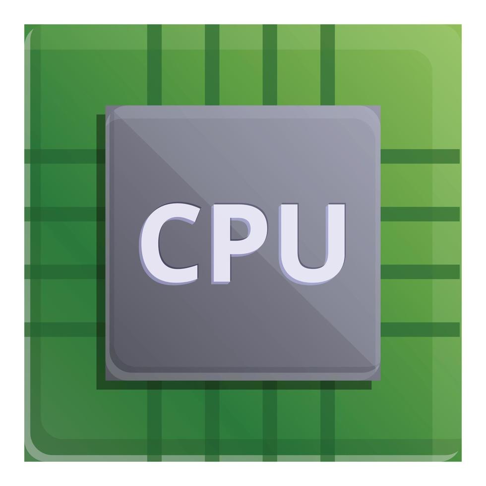 icono del procesador cpu, estilo de dibujos animados vector