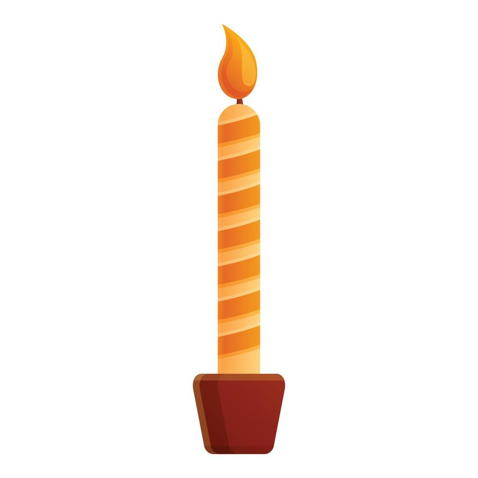 Autumn party burning candle icon, cartoon style vector