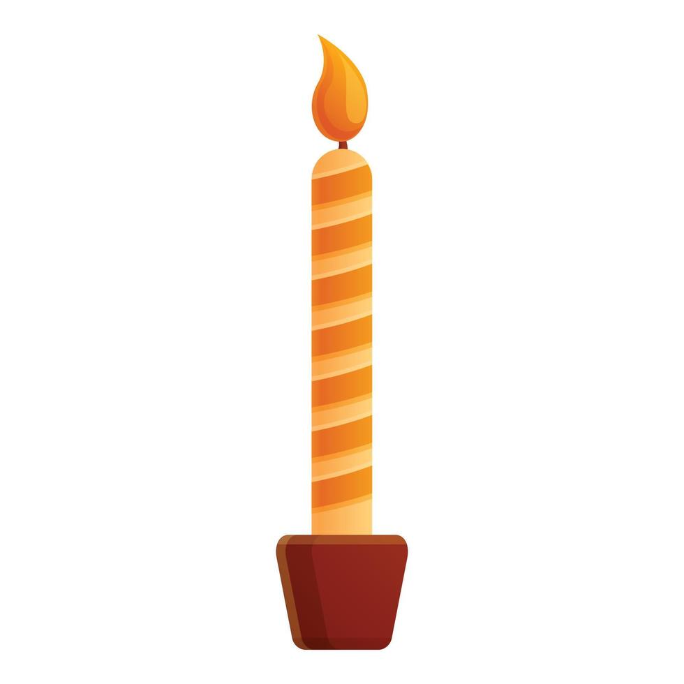 Autumn party burning candle icon, cartoon style vector