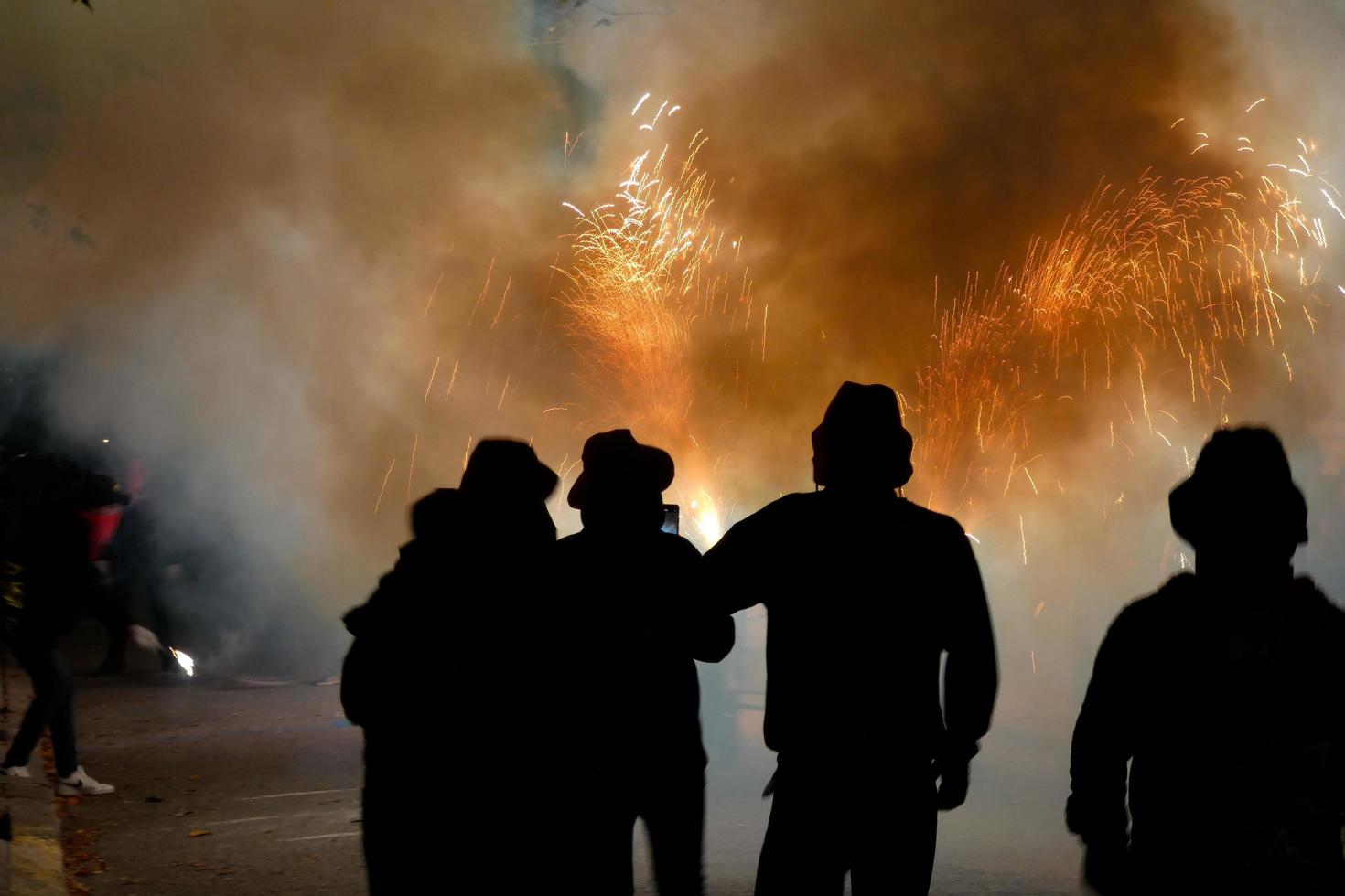 Abstract photo of devils and fireworks parties.