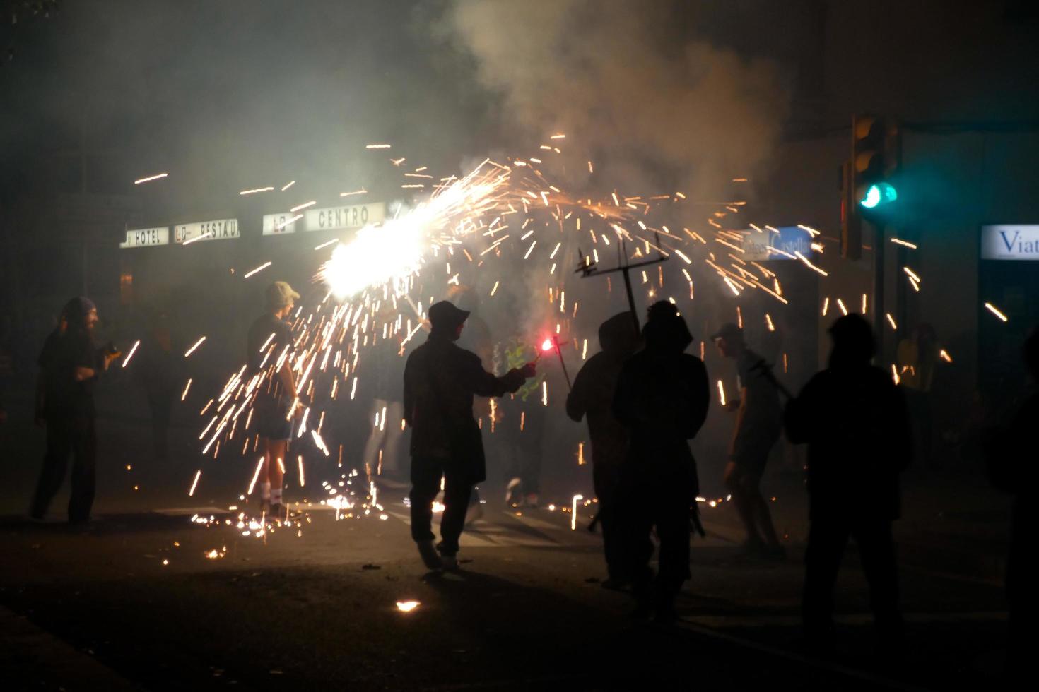 Abstract photo of devils and fireworks parties.