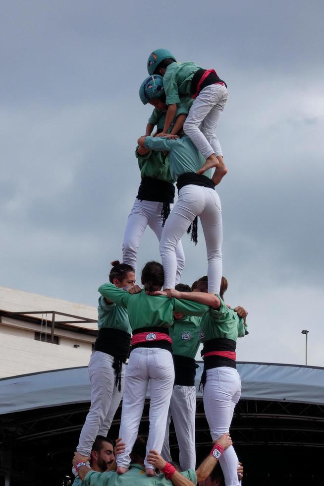 Human castles, typical tradition of some catalan towns, spain photo