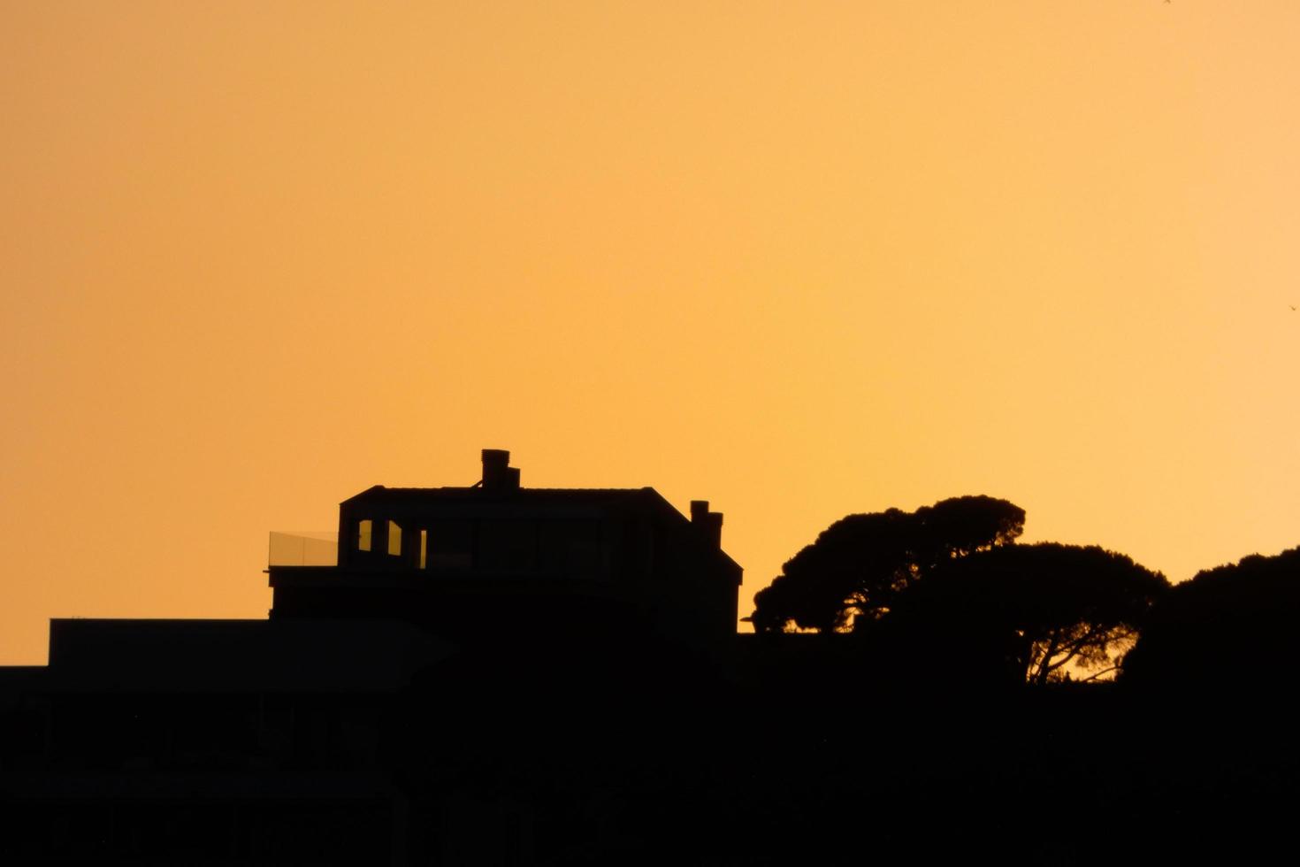 paisaje retroiluminado en una puesta de sol foto