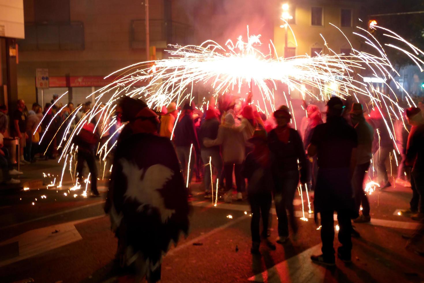 Abstract photo of devils and fireworks parties.