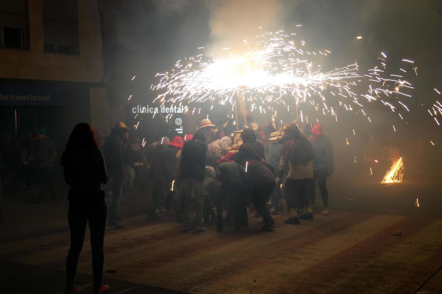 Abstract photo of devils and fireworks parties.