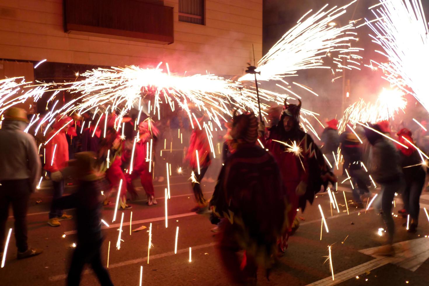 Abstract photo of devils and fireworks parties.