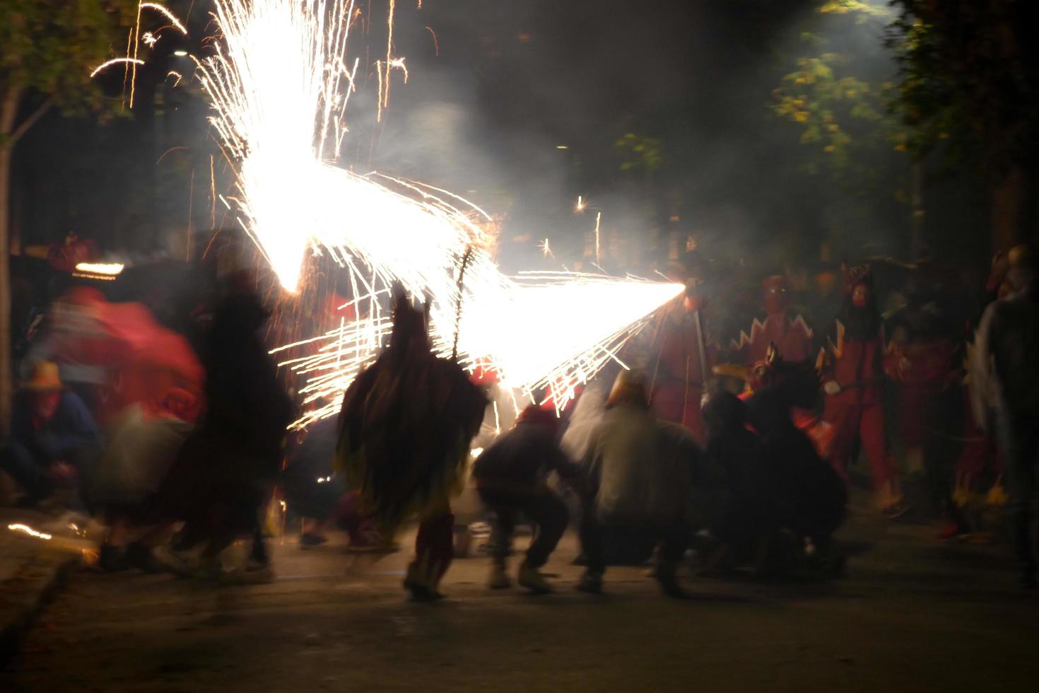 Abstract photo of devils and fireworks parties.