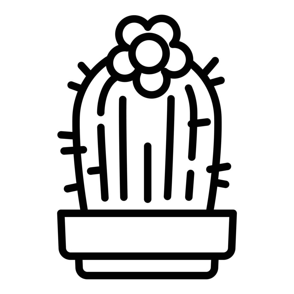 icono de cactus de flores, estilo de esquema vector