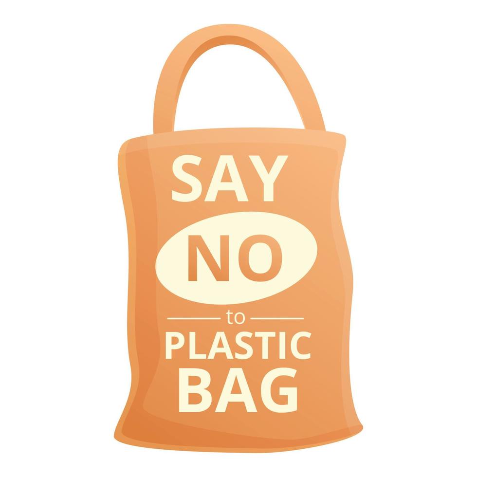Say no plastic bag icon, cartoon style vector
