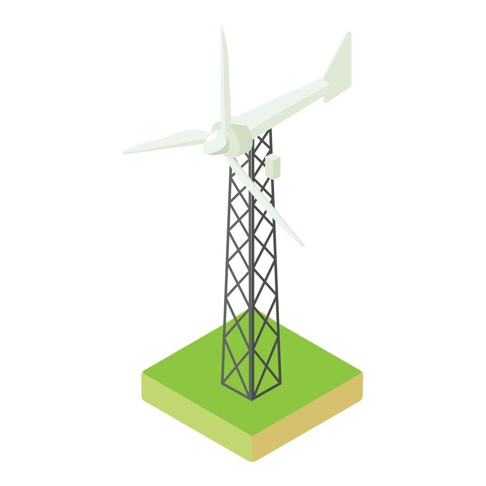 Wind turbine icon, isometric style vector