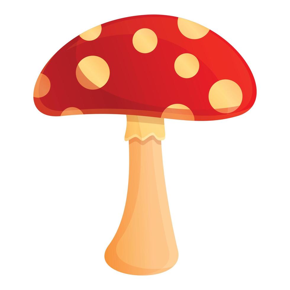 Autumn party forest red mushroom icon, cartoon style vector