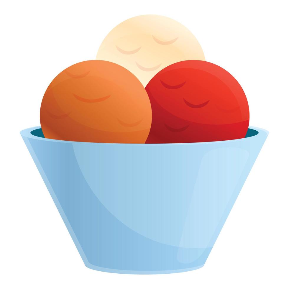 icono de bolas de helado de granja, estilo de dibujos animados vector