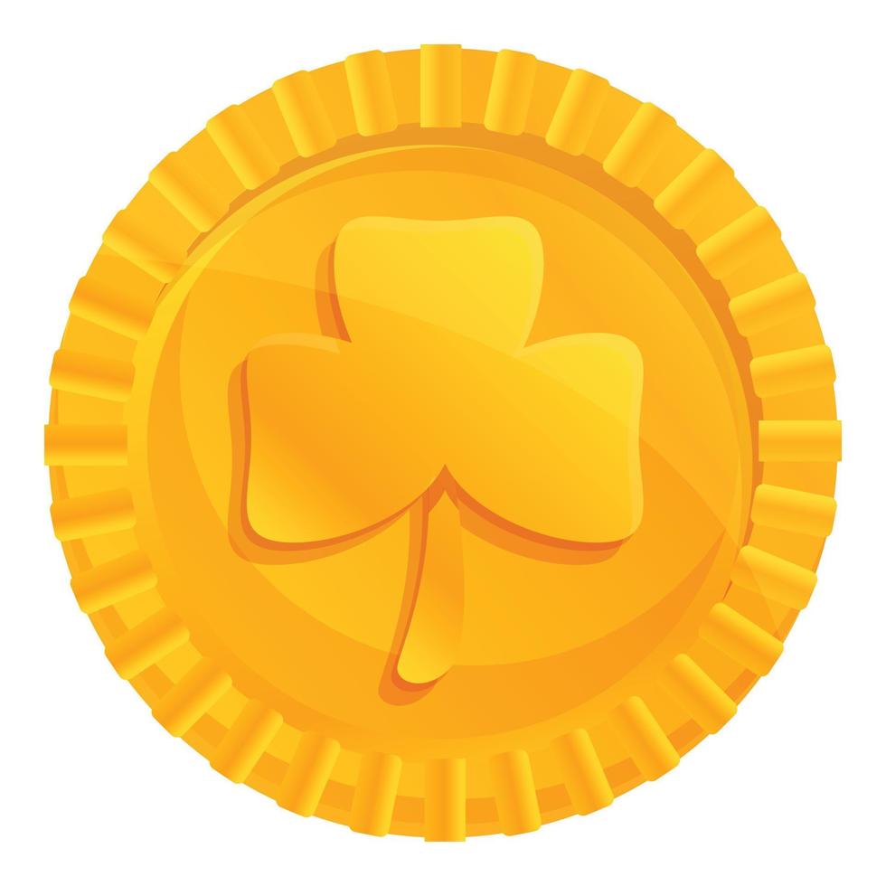 Ireland gold lucky coin icon, cartoon style vector