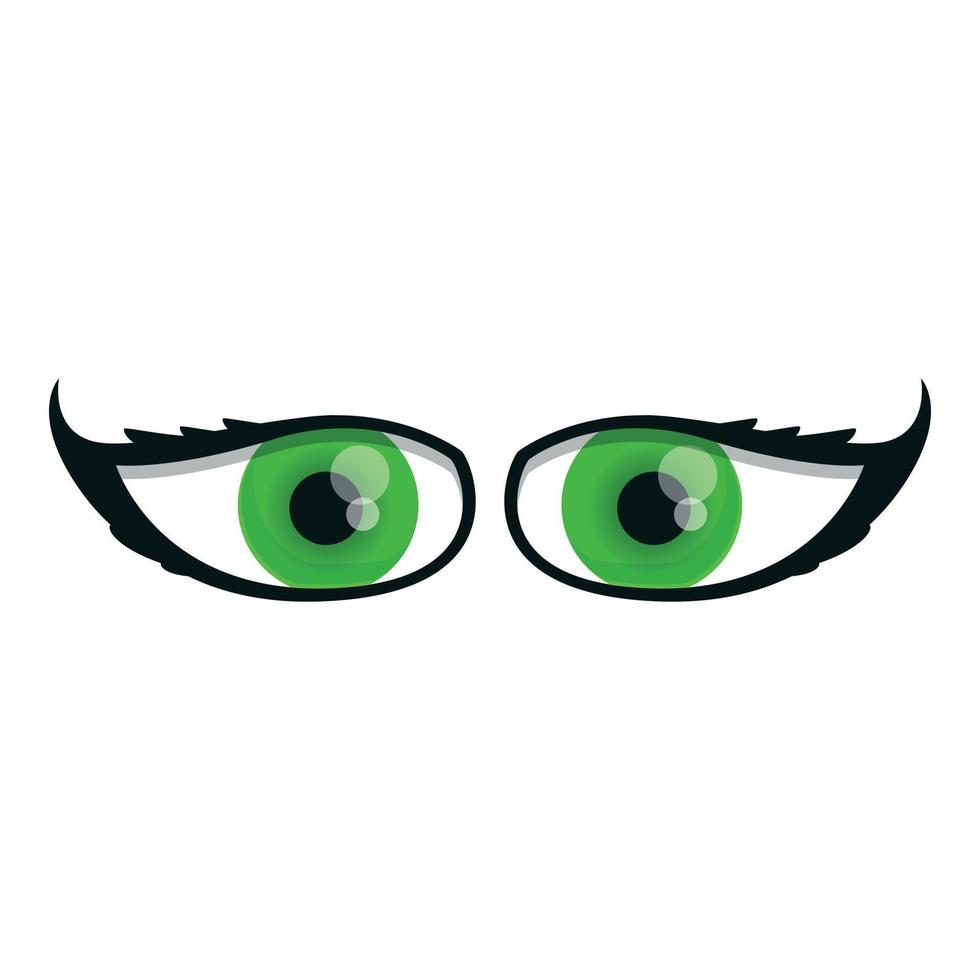 Green eyes icon, cartoon style vector