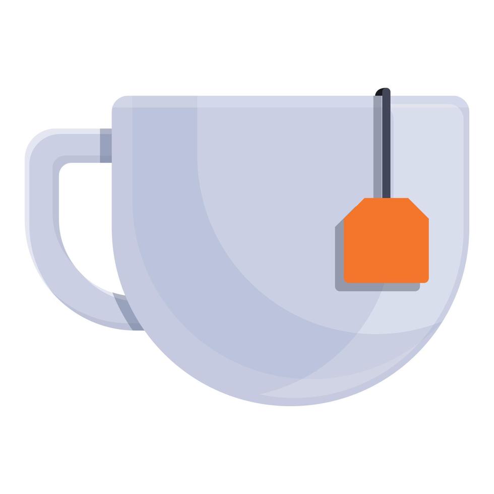 icono de taza de bolsita de té, estilo de dibujos animados vector