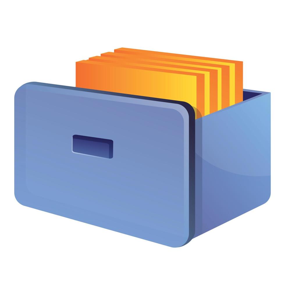 Storage documents drawer icon, cartoon style vector