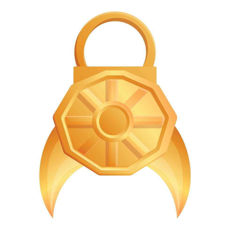 Gold amulet icon, cartoon style vector