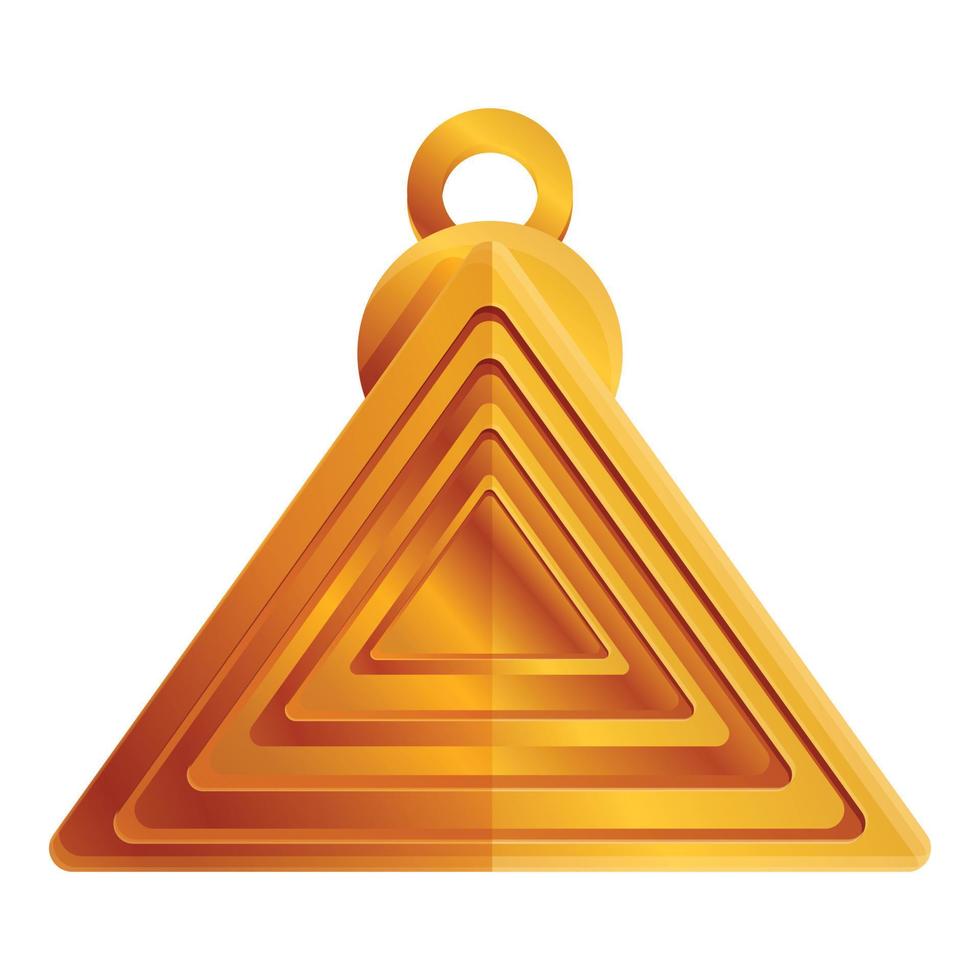 Pyramide gold amulet icon, cartoon style vector