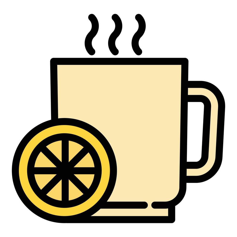 Hot flu lemon tea icon, outline style vector