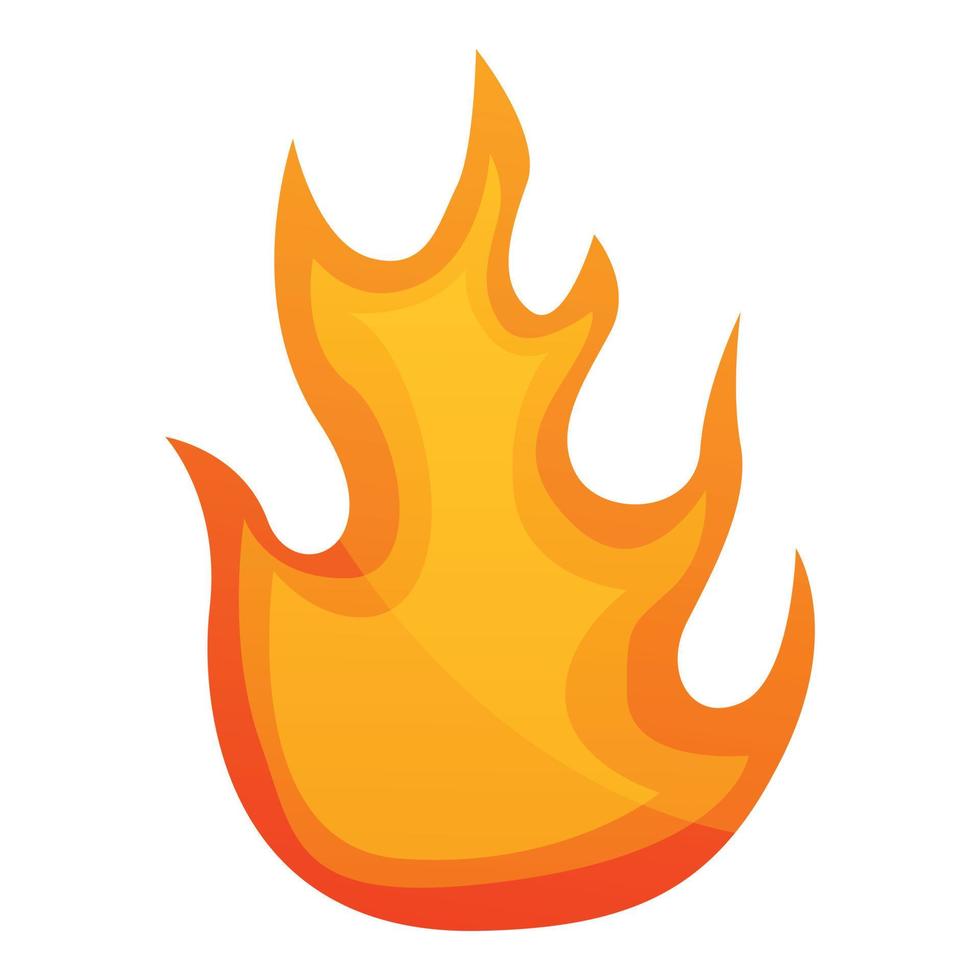 Red fire flame icon, cartoon style vector