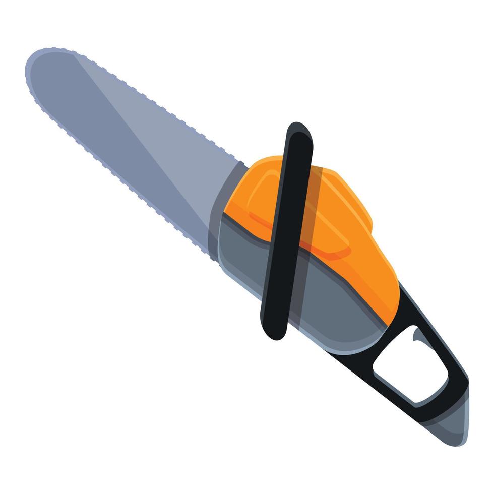 Professional chainsaw icon, cartoon style vector