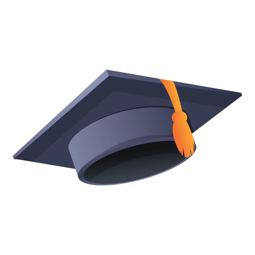 icono de sombrero de graduación de aprendizaje, estilo de dibujos animados vector