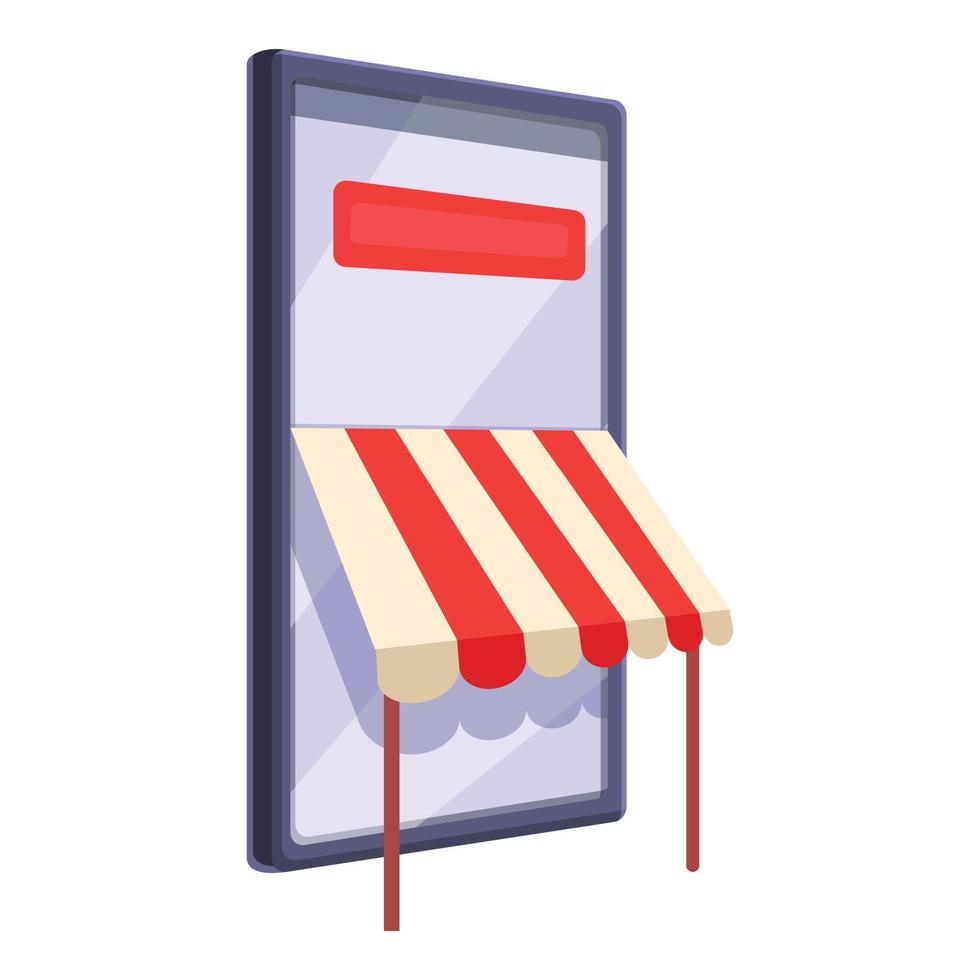 Market online shopping icon, cartoon style vector