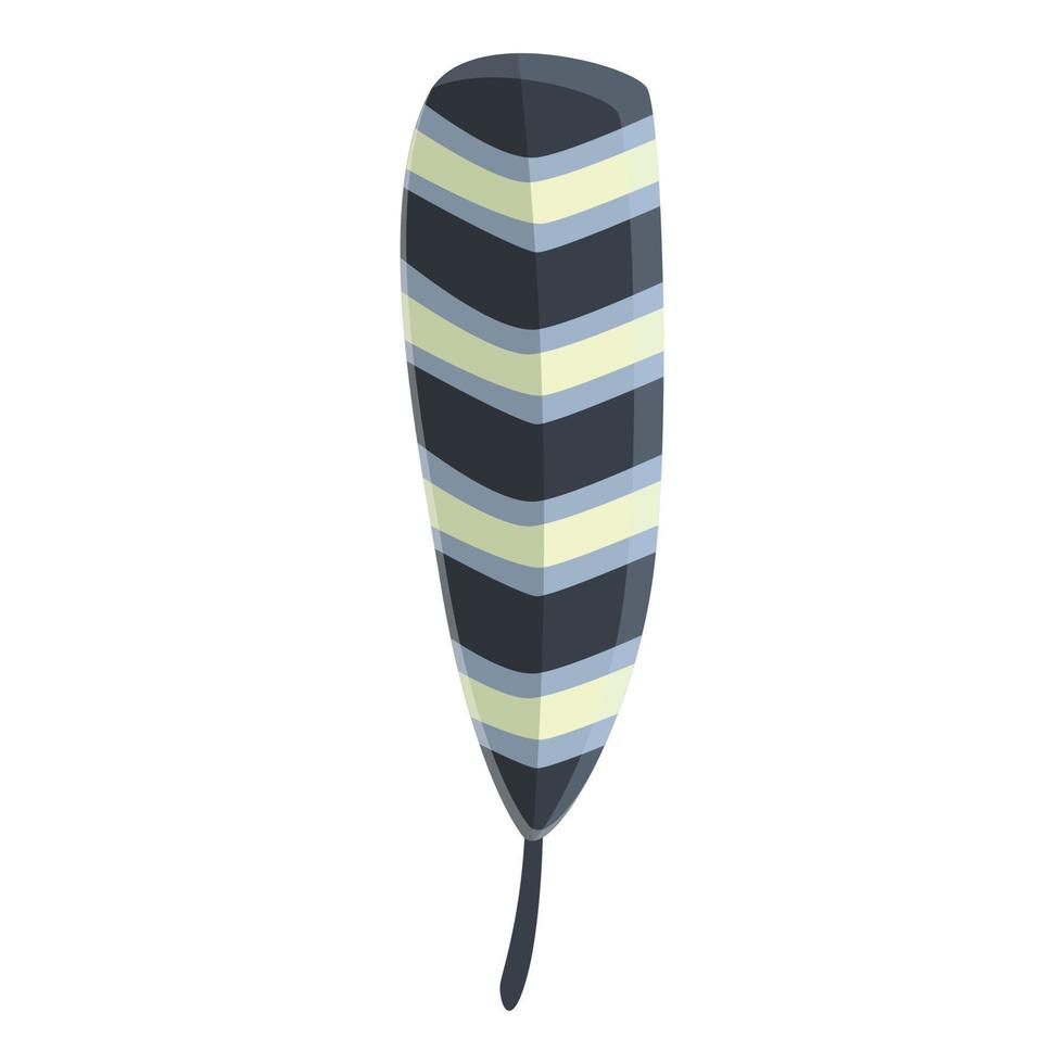 Striped feather icon, cartoon style vector