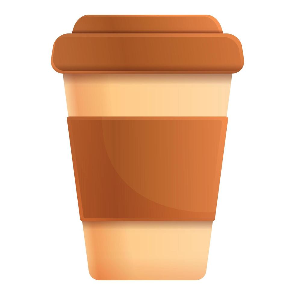 Plastic coffee cup icon, cartoon style vector