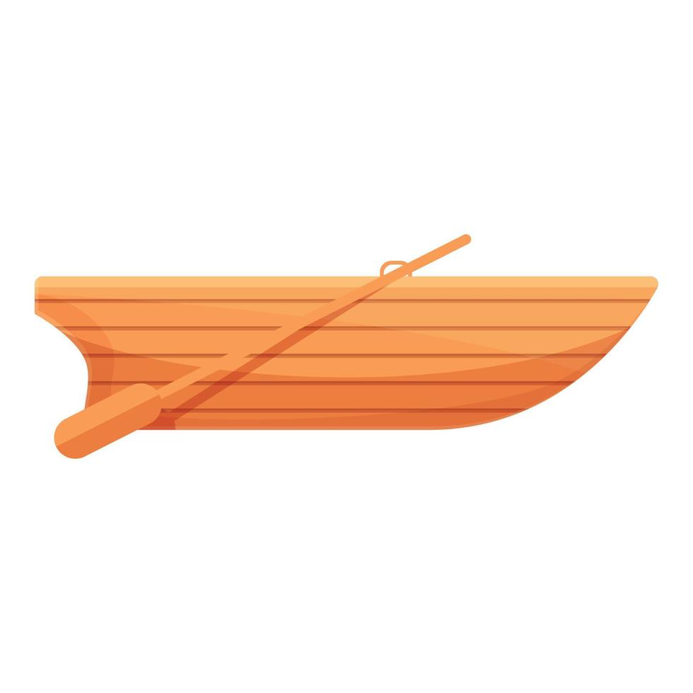 Wooden fishing boat icon, cartoon style vector