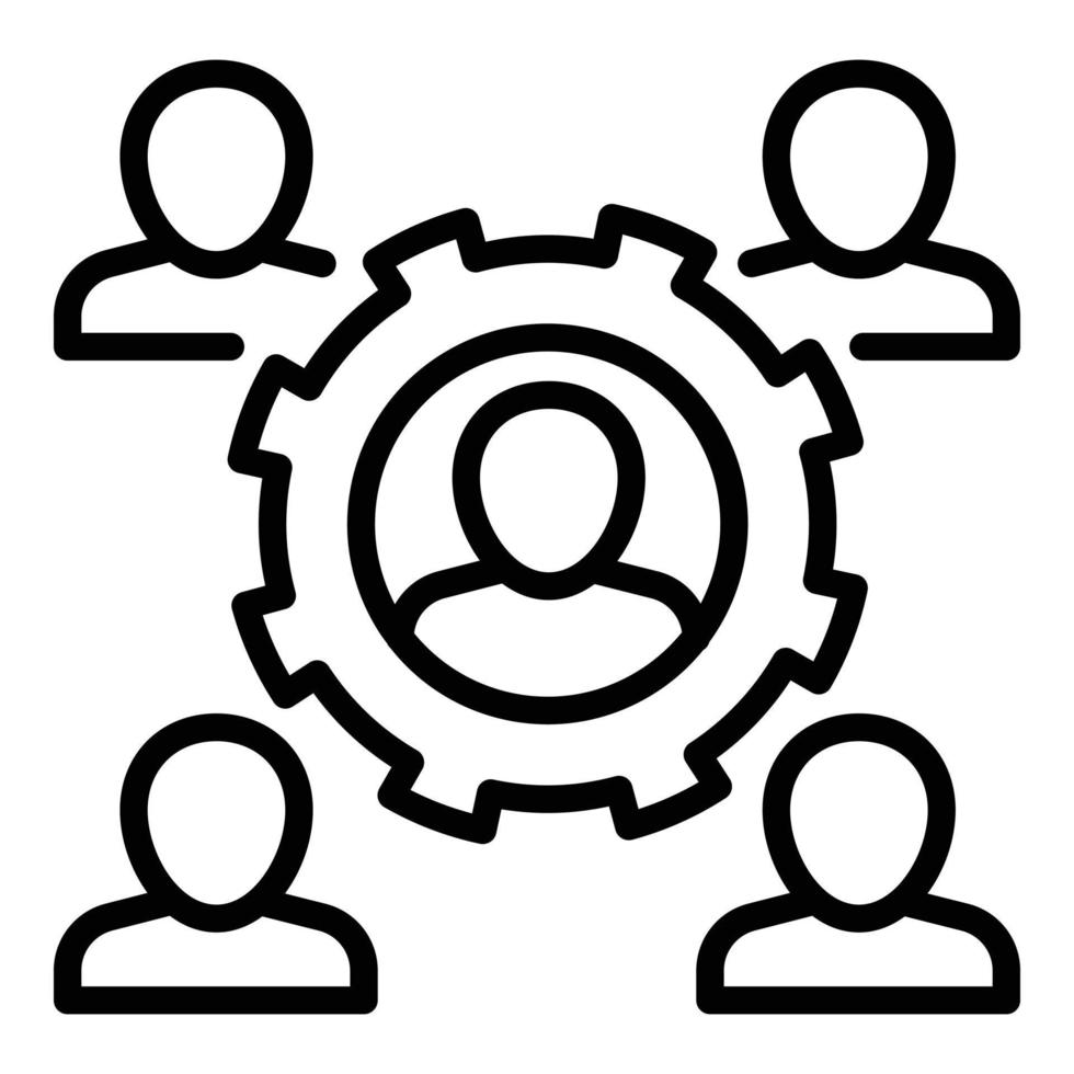 Gear system cohesion icon, outline style vector