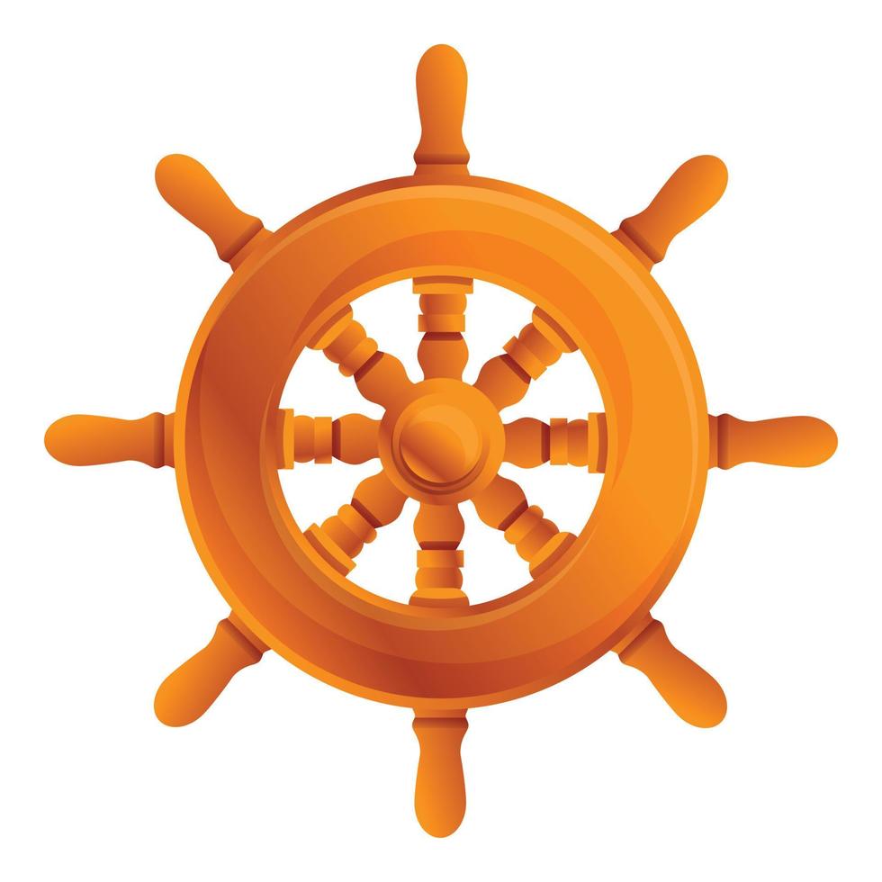 Ship wheel icon, cartoon style vector