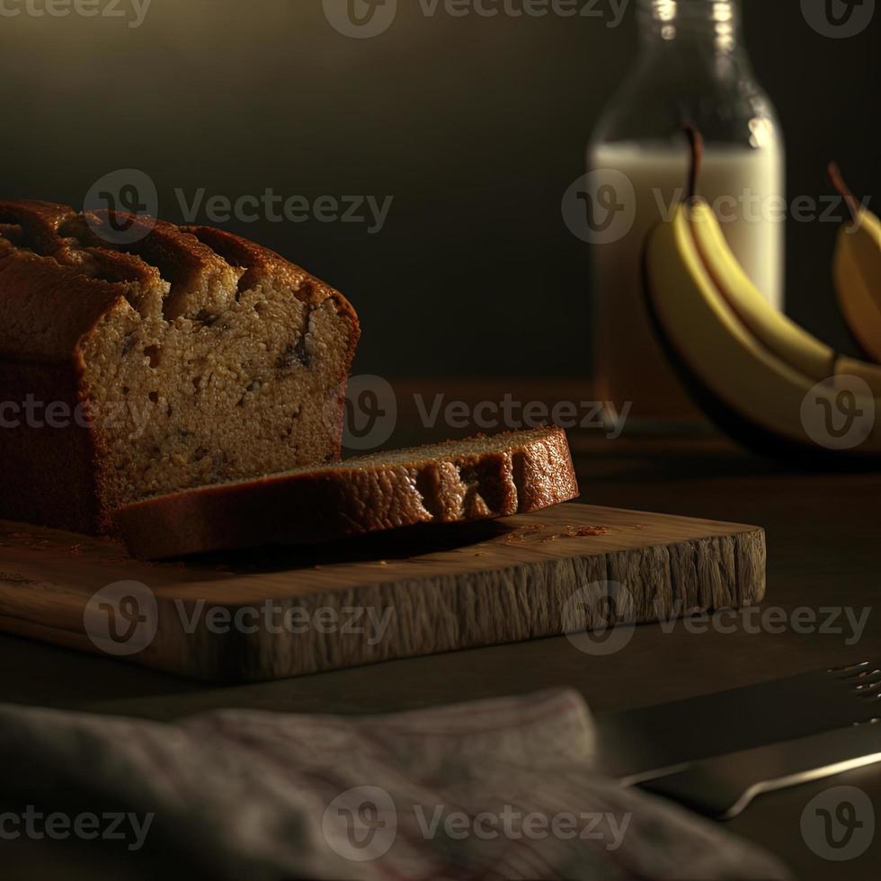 pan de plátano saludable o pastel para el desayuno foto