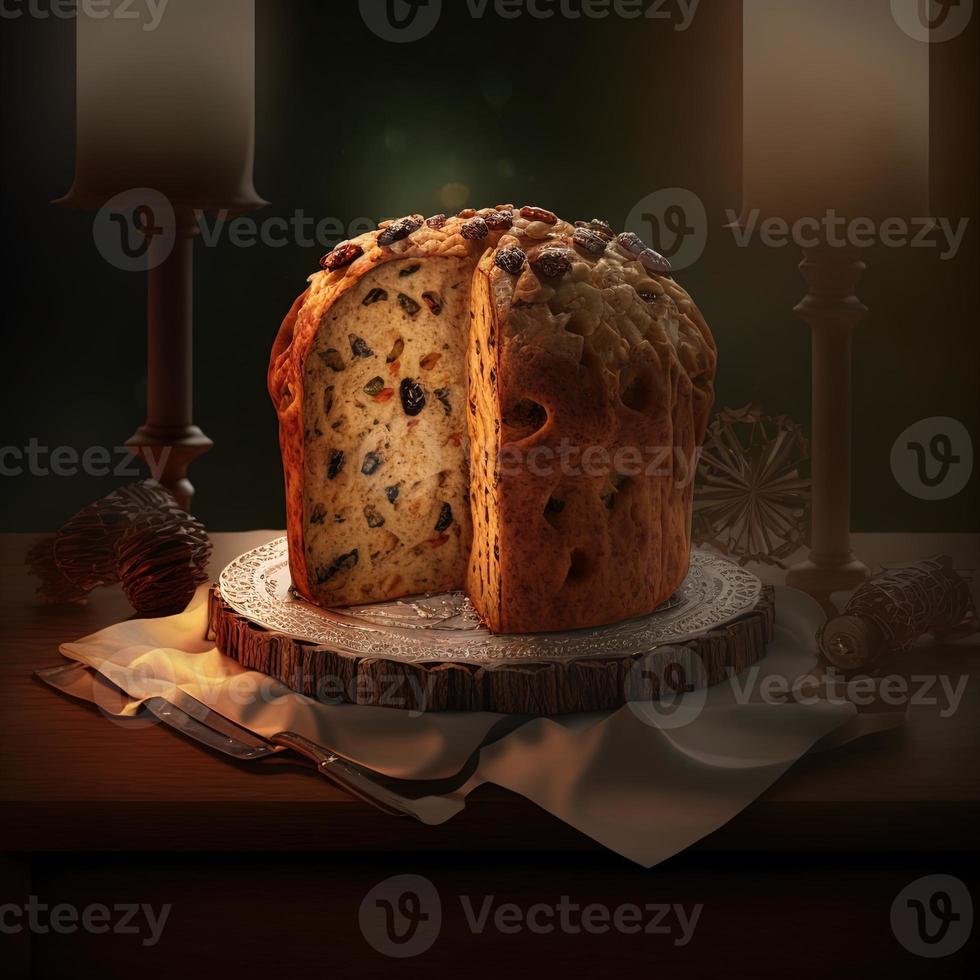 Panettone is the traditional Italian dessert for Christmas photo