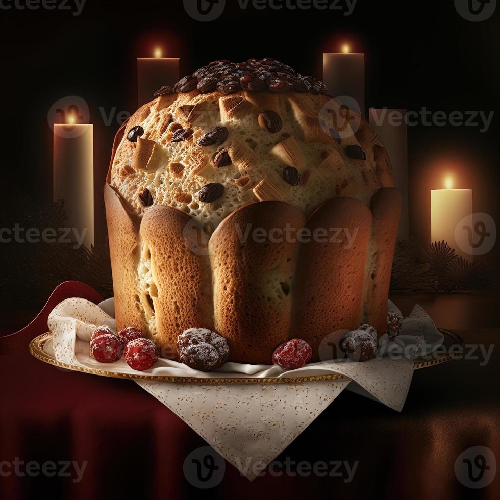 panettone es el postre italiano tradicional para navidad foto