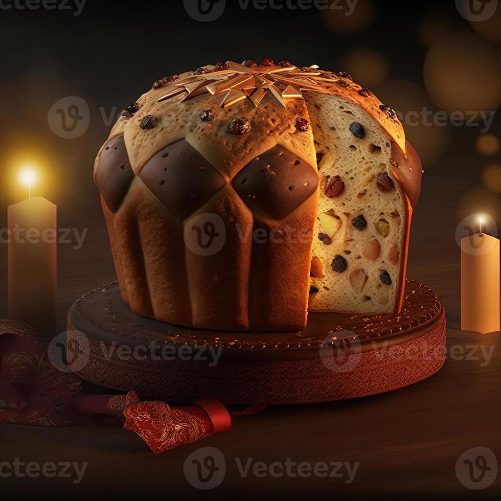 Panettone is the traditional Italian dessert for Christmas photo