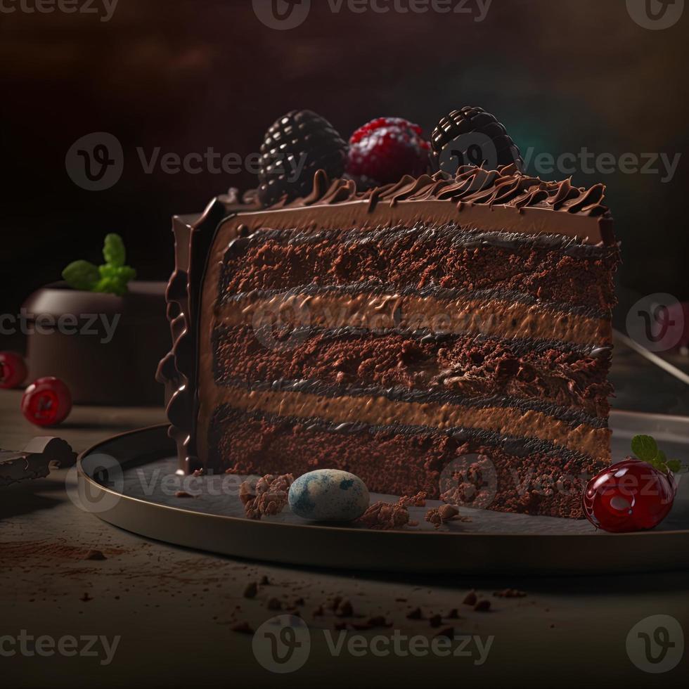 Delicious dessert, elegant, homemade chocolate cake photo