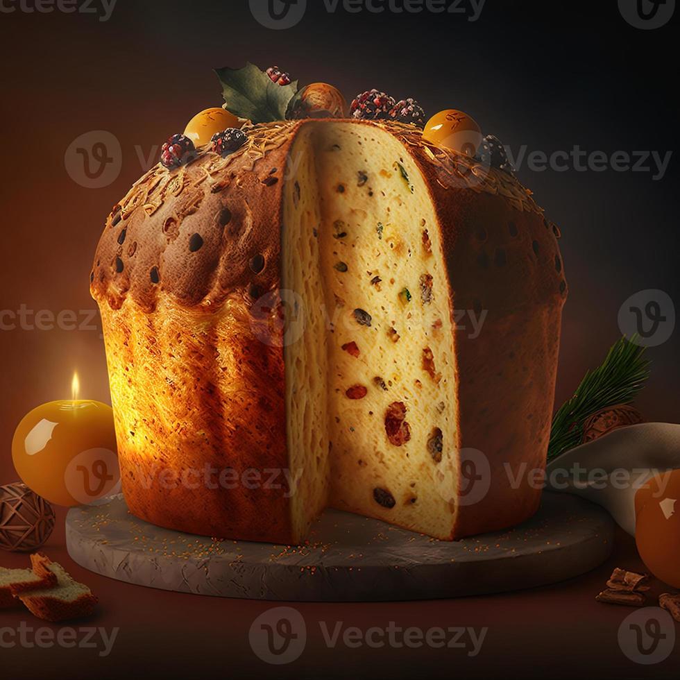 Panettone is the traditional Italian dessert for Christmas photo