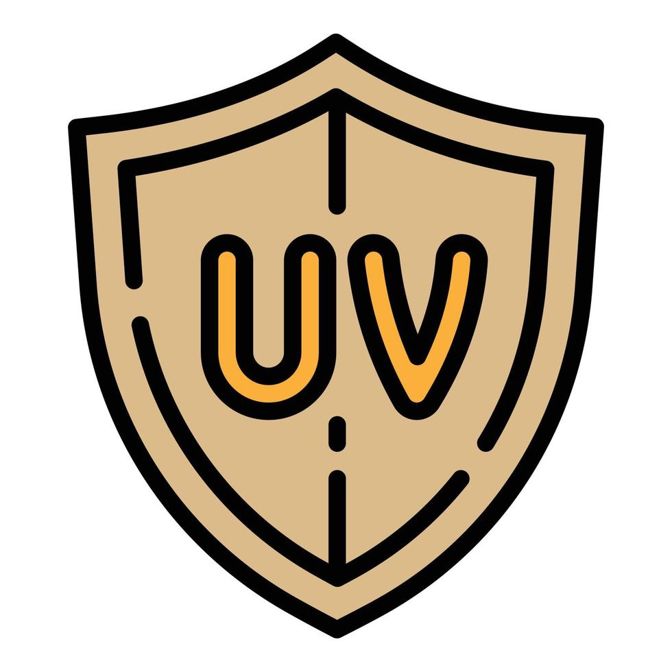 icono de protección de escudo uv, estilo de esquema vector