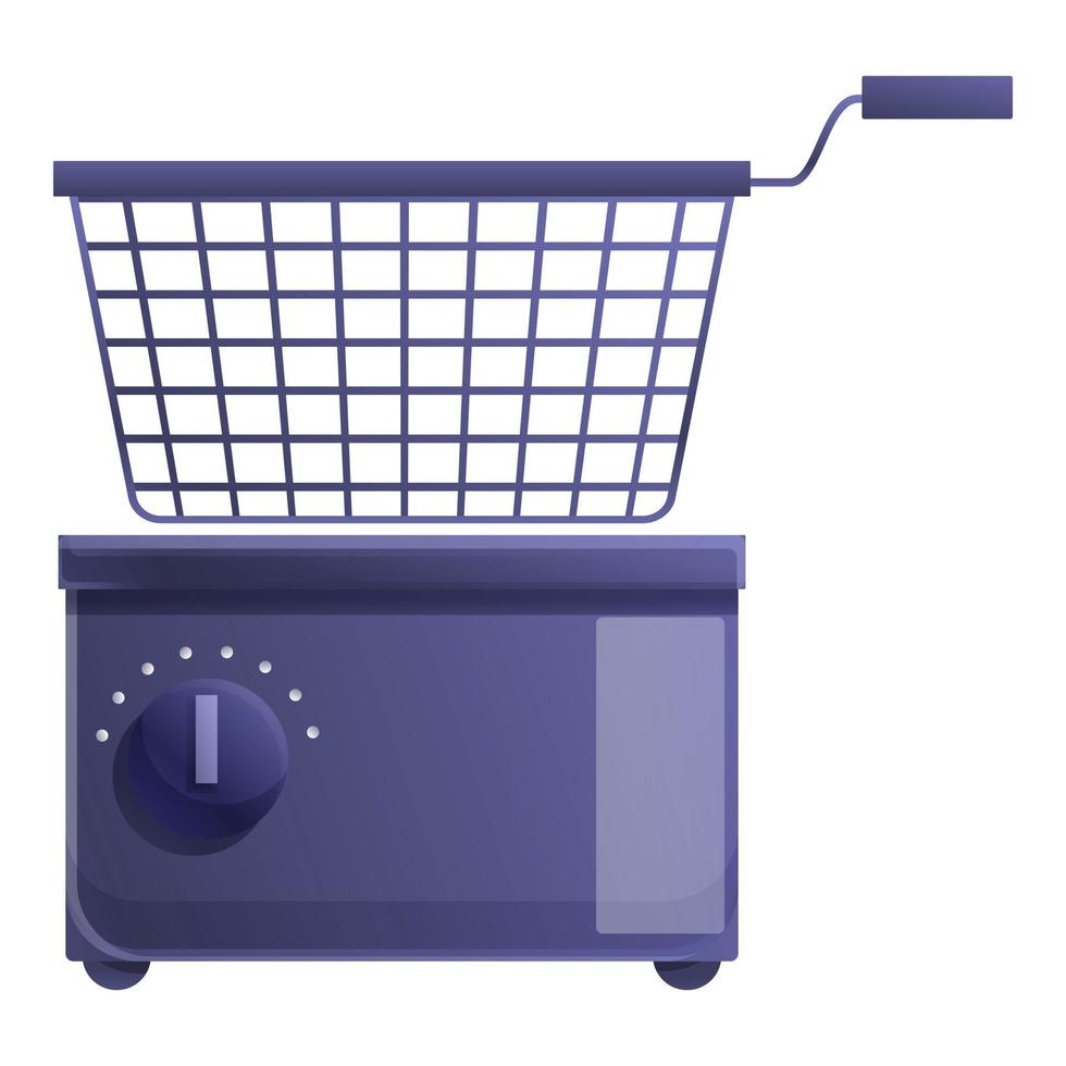 Household deep fryer icon, cartoon style vector