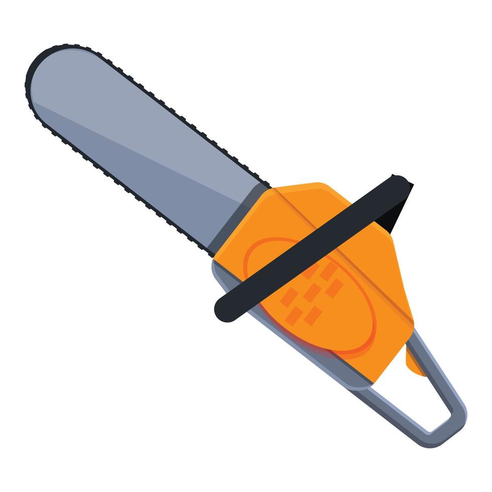 Construction chainsaw icon, cartoon style vector