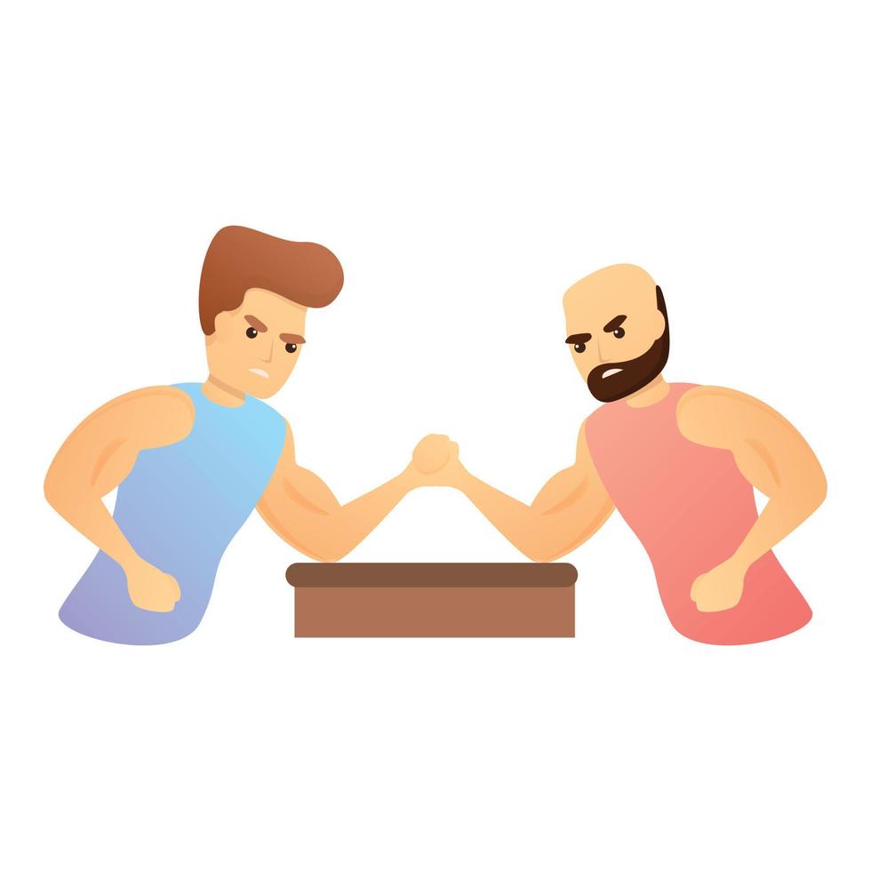 Sport arm wrestling icon, cartoon style vector