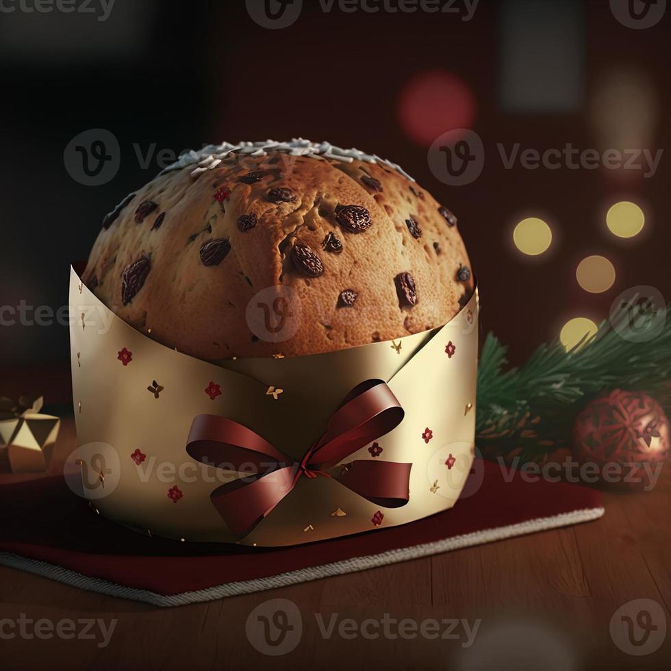 Panettone is the traditional Italian dessert for Christmas photo