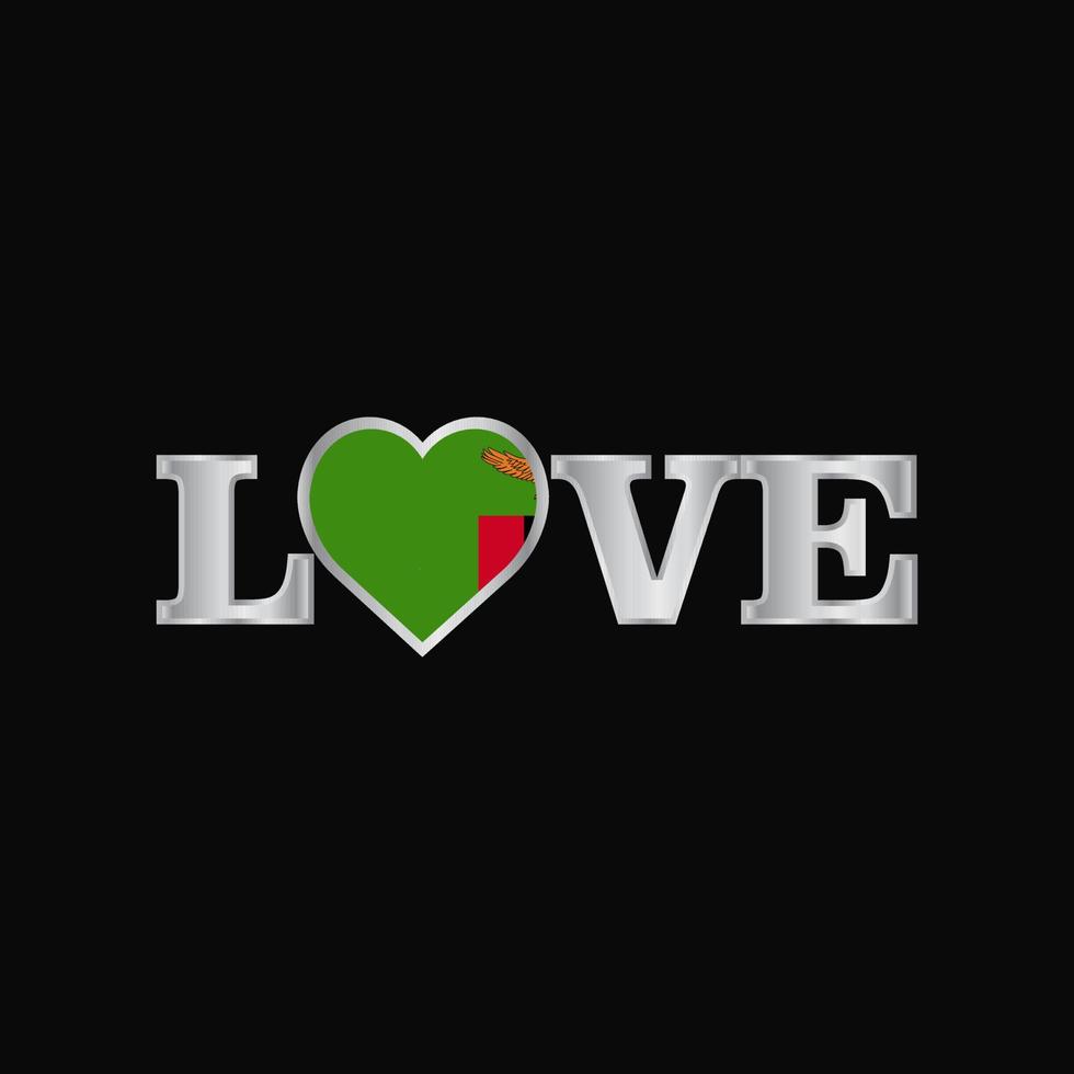 Love typography with Zambia flag design vector