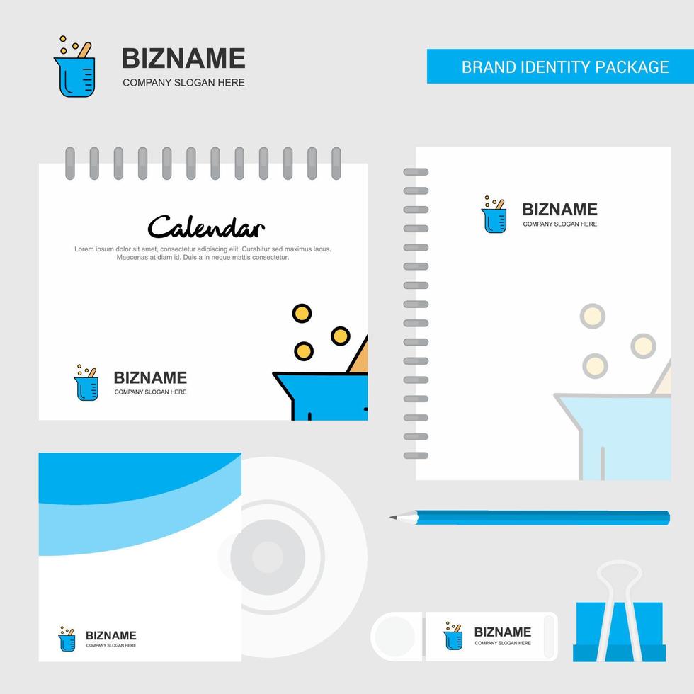 Beaker Logo Calendar Template CD Cover Diary and USB Brand Stationary Package Design Vector Template